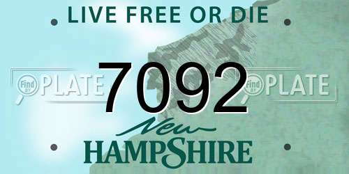7092 New Hampshire License Plate