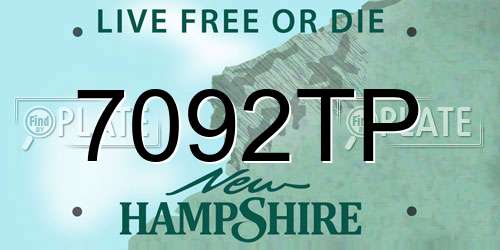 7092TP New Hampshire License Plate