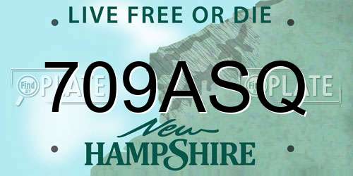 709ASQ New Hampshire License Plate