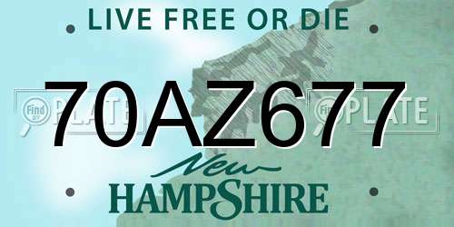 70AZ677 New Hampshire License Plate