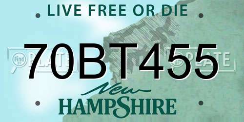 70BT455 New Hampshire License Plate