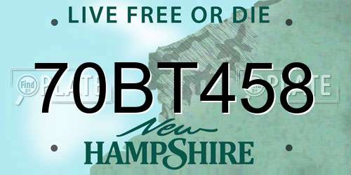70BT458 New Hampshire License Plate