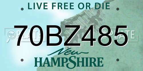 70BZ485 New Hampshire License Plate