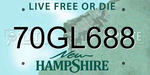 70GL688 New Hampshire License Plate