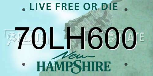 70LH600 New Hampshire License Plate