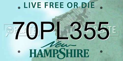 70PL355 New Hampshire License Plate