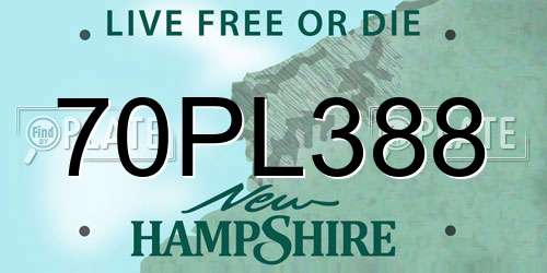 70PL388 New Hampshire License Plate