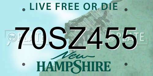 70SZ455 New Hampshire License Plate