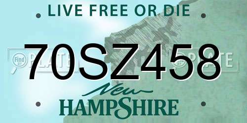 70SZ458 New Hampshire License Plate