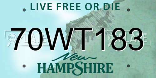 70WT183 New Hampshire License Plate