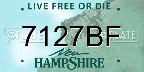 7127BF New Hampshire License Plate