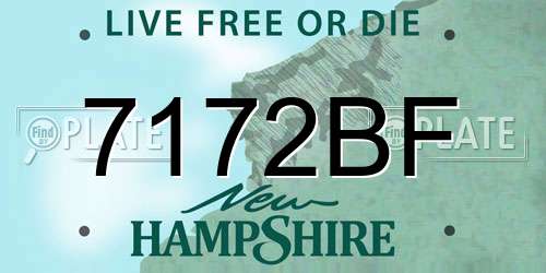 7172BF New Hampshire License Plate