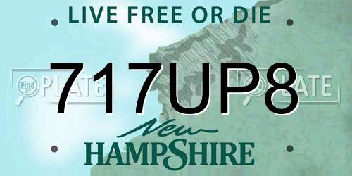 717UP8 New Hampshire License Plate
