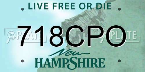 718CPO New Hampshire License Plate