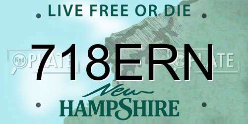 718ERN New Hampshire License Plate