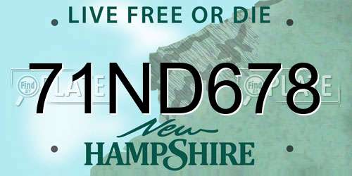 71ND678 New Hampshire License Plate