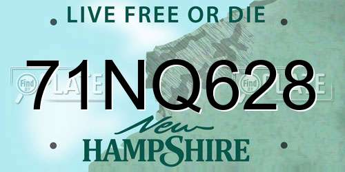 71NQ628 New Hampshire License Plate