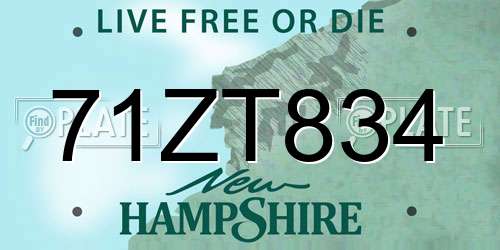 71ZT834 New Hampshire License Plate