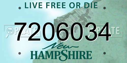 7206034 New Hampshire License Plate