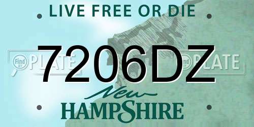 7206DZ New Hampshire License Plate