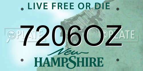 7206OZ New Hampshire License Plate