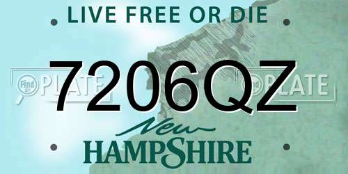 7206QZ New Hampshire License Plate