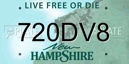 720DV8 New Hampshire License Plate