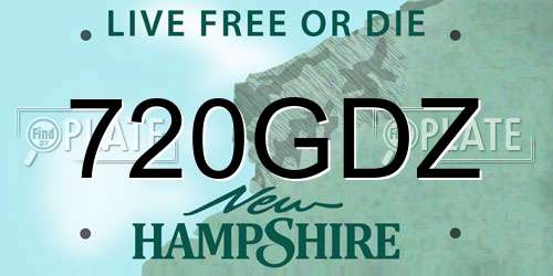 720GDZ New Hampshire License Plate