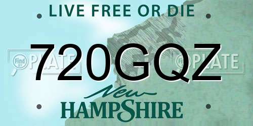 720GQZ New Hampshire License Plate