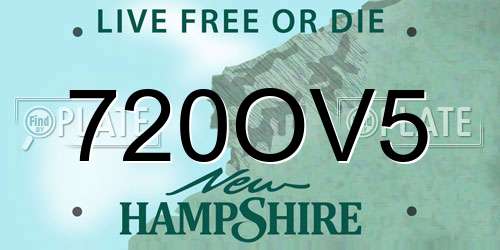 720OV5 New Hampshire License Plate