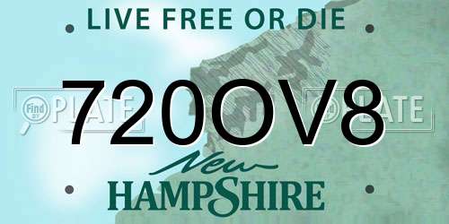 720OV8 New Hampshire License Plate