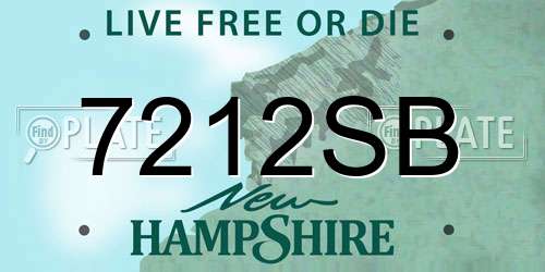 7212SB New Hampshire License Plate