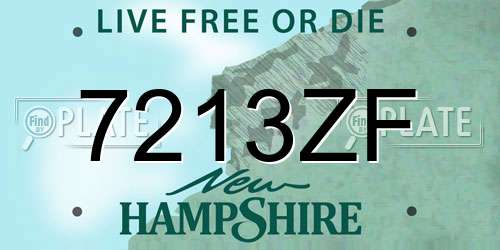 7213ZF New Hampshire License Plate