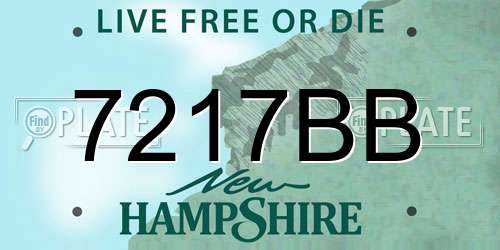 7217BB New Hampshire License Plate