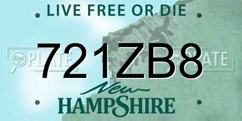 721ZB8 New Hampshire License Plate