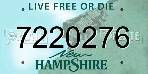 7220276 New Hampshire License Plate