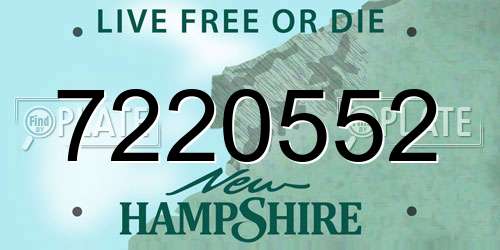 7220552 New Hampshire License Plate
