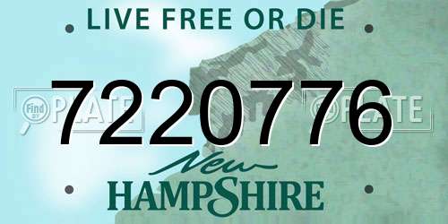 7220776 New Hampshire License Plate