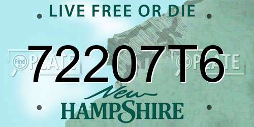 72207T6 New Hampshire License Plate