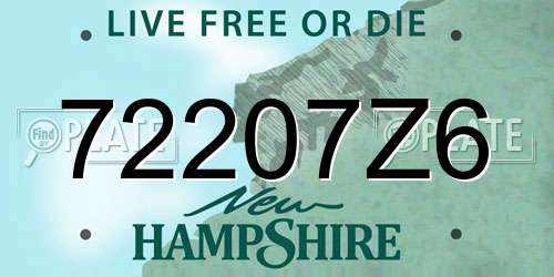 72207Z6 New Hampshire License Plate