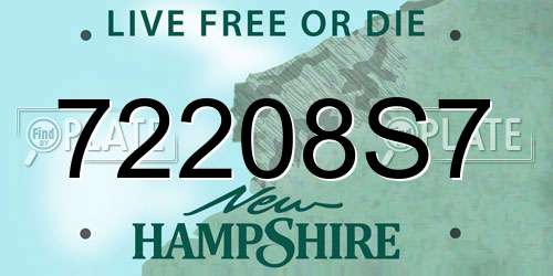 72208S7 New Hampshire License Plate