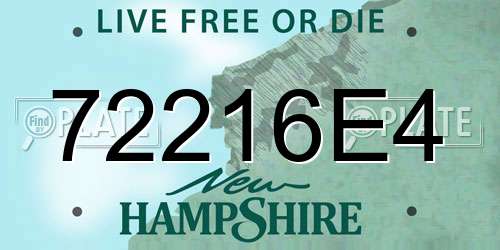 72216E4 New Hampshire License Plate