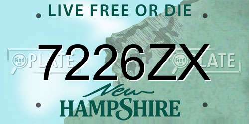 7226ZX New Hampshire License Plate
