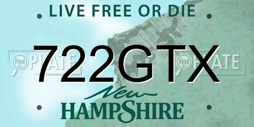 722GTX New Hampshire License Plate