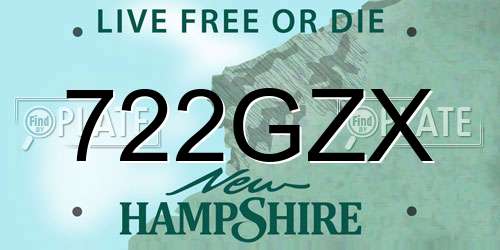 722GZX New Hampshire License Plate