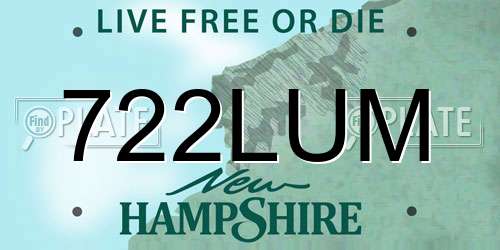 722LUM New Hampshire License Plate