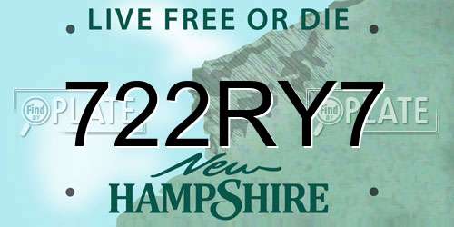 722RY7 New Hampshire License Plate