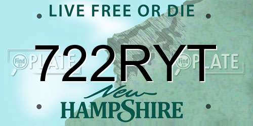 722RYT New Hampshire License Plate