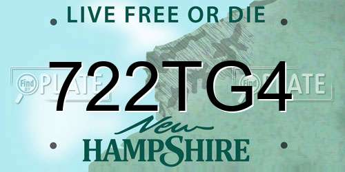 722TG4 New Hampshire License Plate