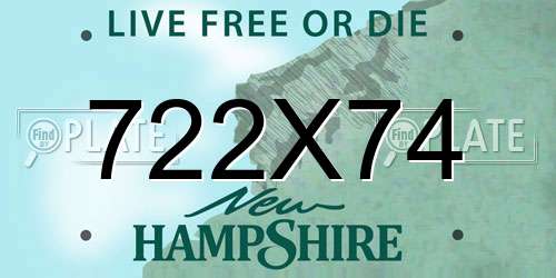 722X74 New Hampshire License Plate
